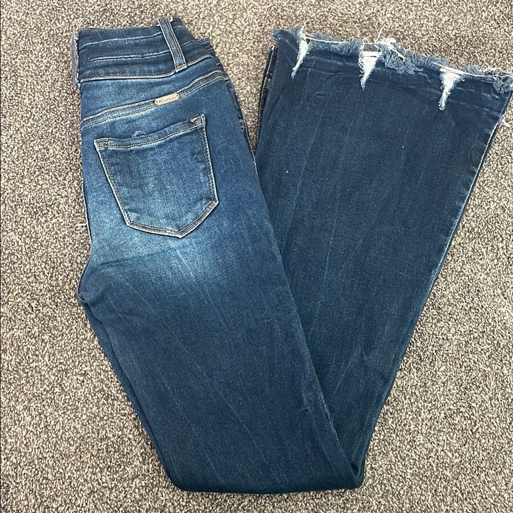 Women's Dark Blue Distressed Jeans